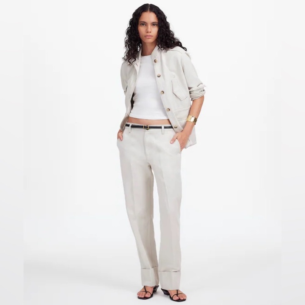 NWT Madewell The Dean Easy Straight Pants in Bone Size 27